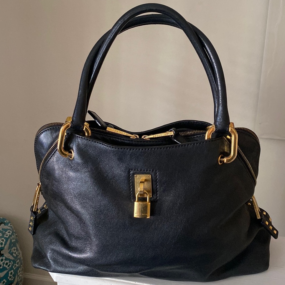 Marc Jacobs Black Leather Purse/Satchel with Gold Details - Excellent Condition